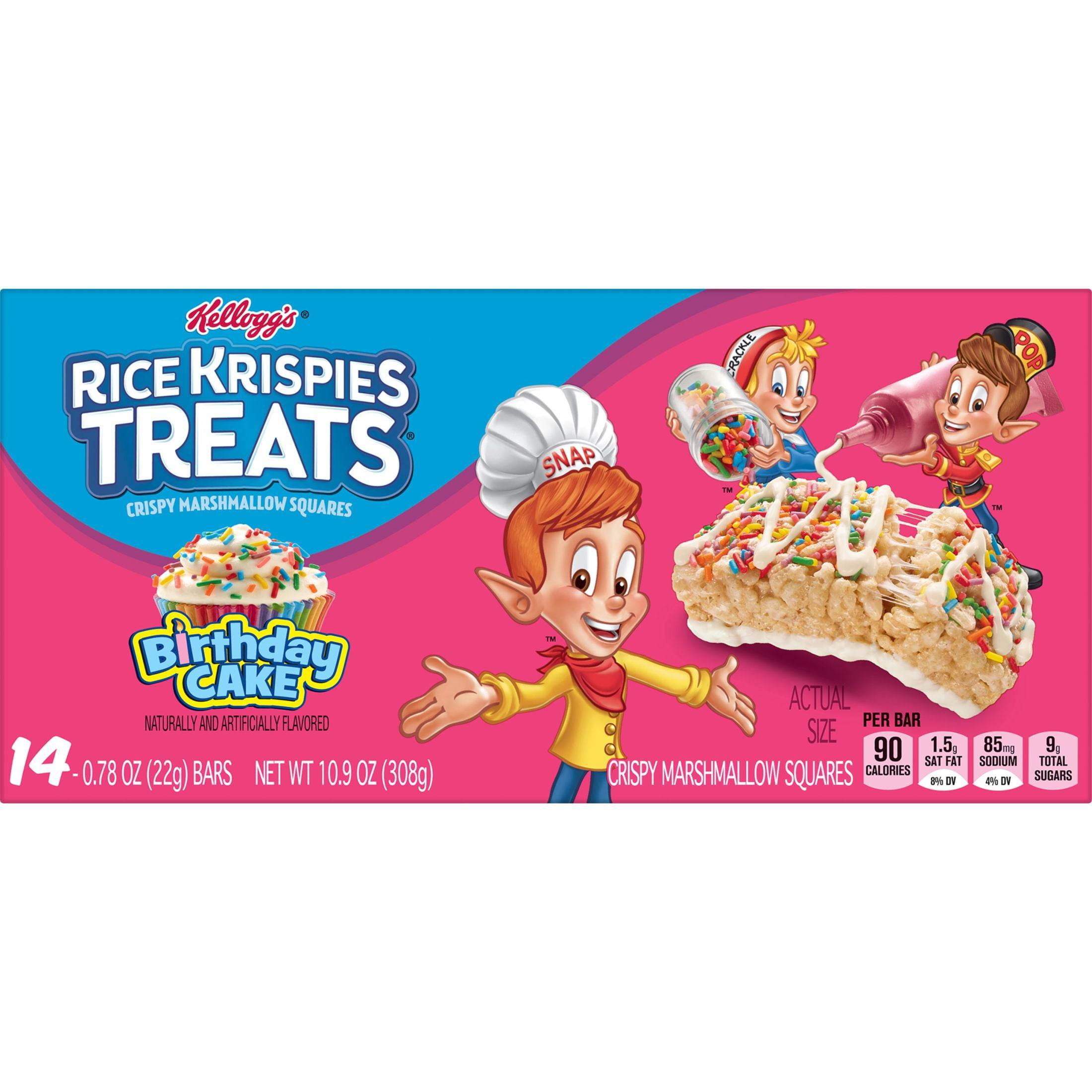 Rice Krispies Treats Birthday Cake Chewy Marshmallow Snack Bars, 10.9 oz, 14 Count - Walmart.com